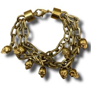 Alexander McQueen Gold Skull Bracelet Small